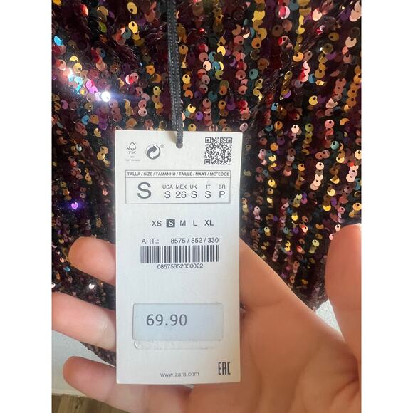 NWT ZARA woman multicolor sequin mini dress size S - Picture 5 of 8